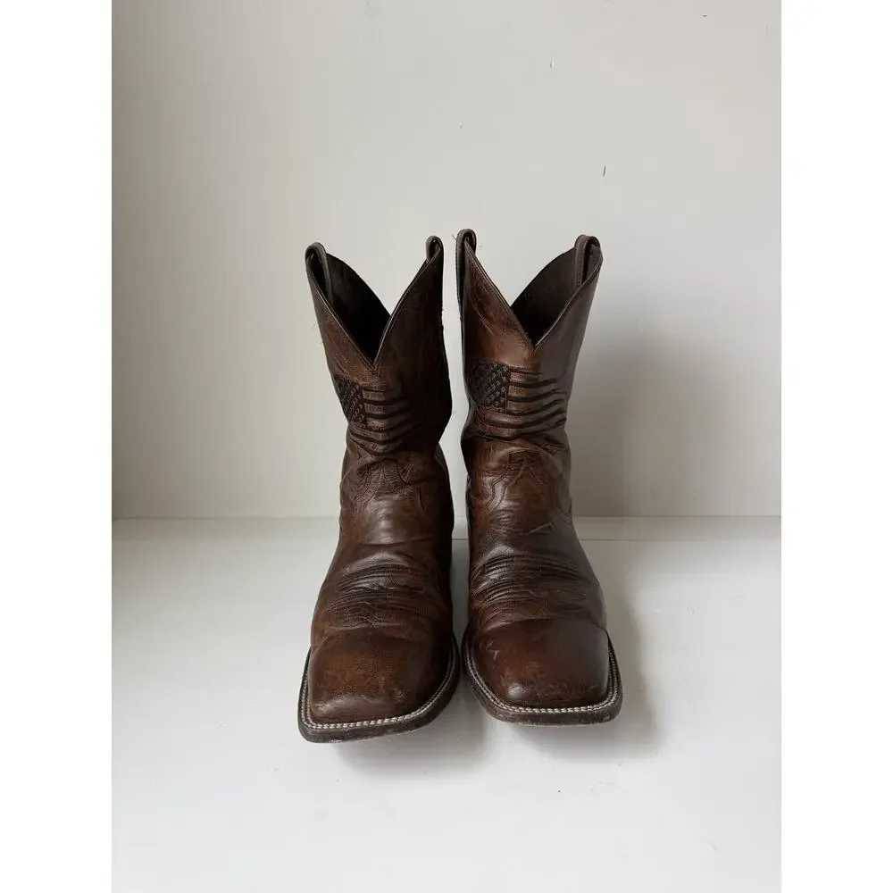 Ariat 13D Circuit Patriot Western Boot Full-Grain Leather American Flag Sq Toe